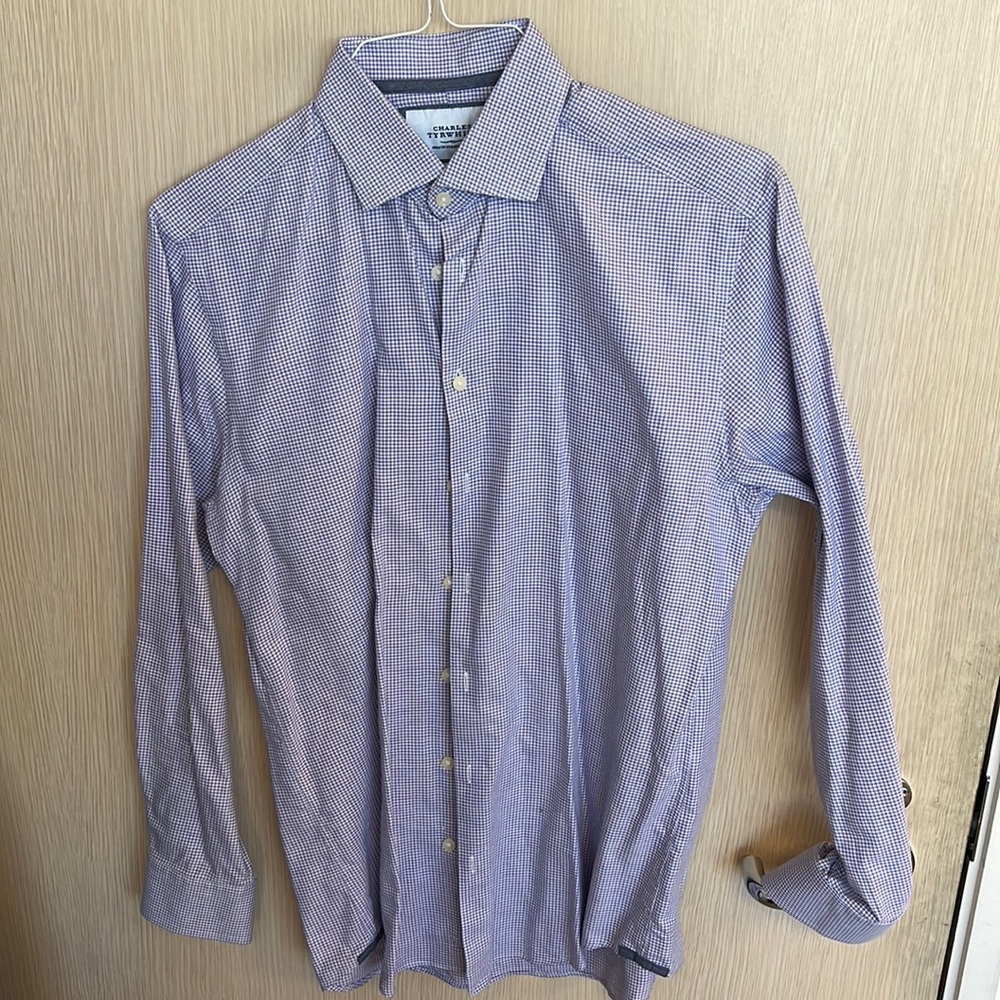 Charles Tyrwhitt Mens 16/34 extra slim fit purple pattern